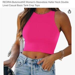 Reoria Pink Crop Tank Top